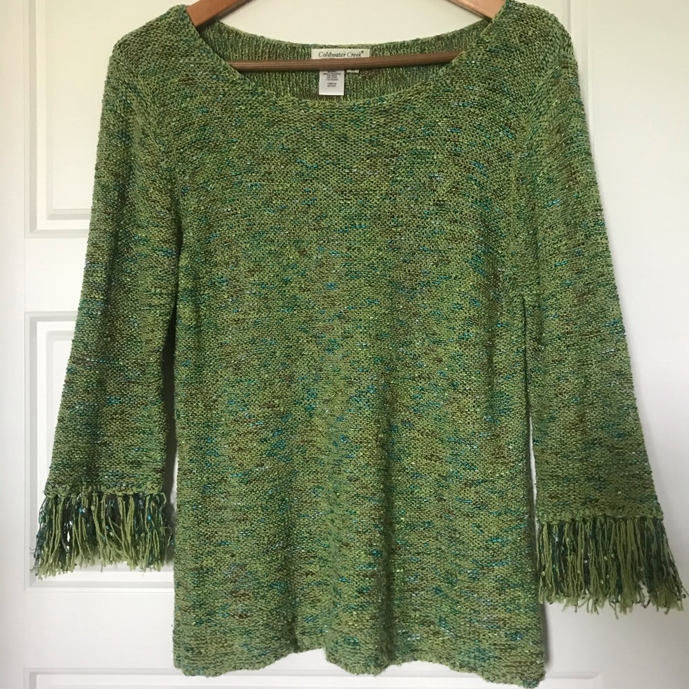 Coldwater Creek Medium Sweater with Fringe Sleeves